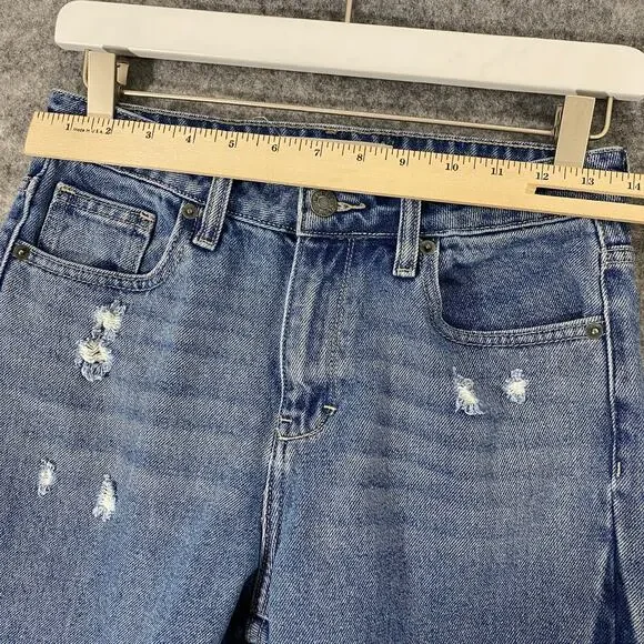 Hidden Jeans 26 Two Tone Blue Denim Distressed High Rise Tracey Straight Leg - Picture 7 of 14